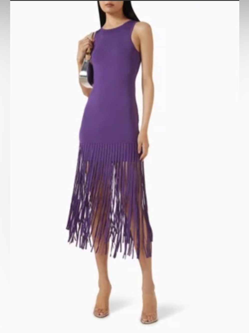 TOCCIN NWT’S Purple Fringe Midi Dress - Sleek Sleeveless Silhouette XS